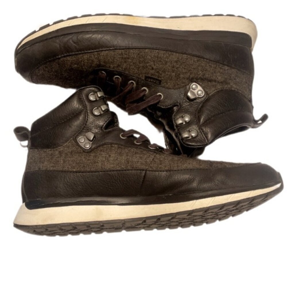 Vintage Roots Black Grey Athleisure Classic hiking Leather fabric Sneakers 11 - Picture 5 of 7